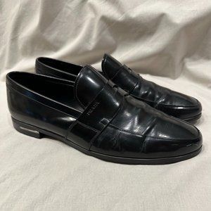 Prada black patent leather loafers